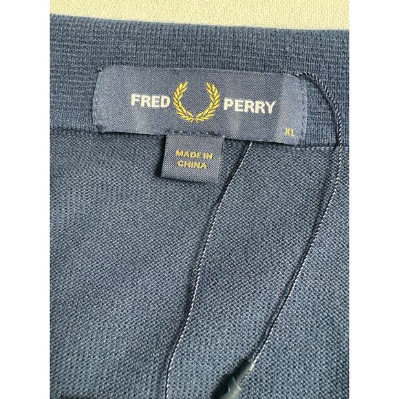 Fred Perry Men's Polo Shirt Size XL Tonal Knitted Navy NWT - Picture 3 of 6